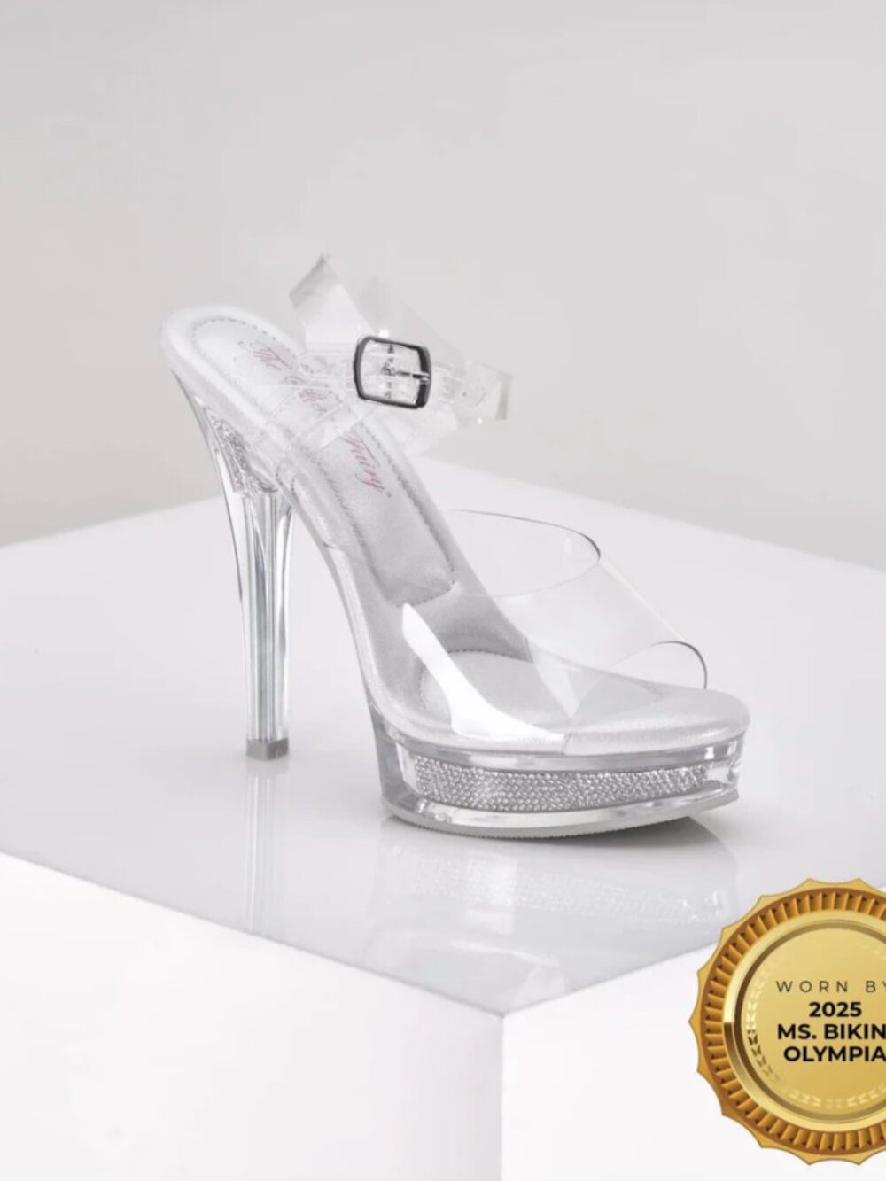 The Shoe Fairy Goddess Olympian Rhinestone Clear Heels Size US 10